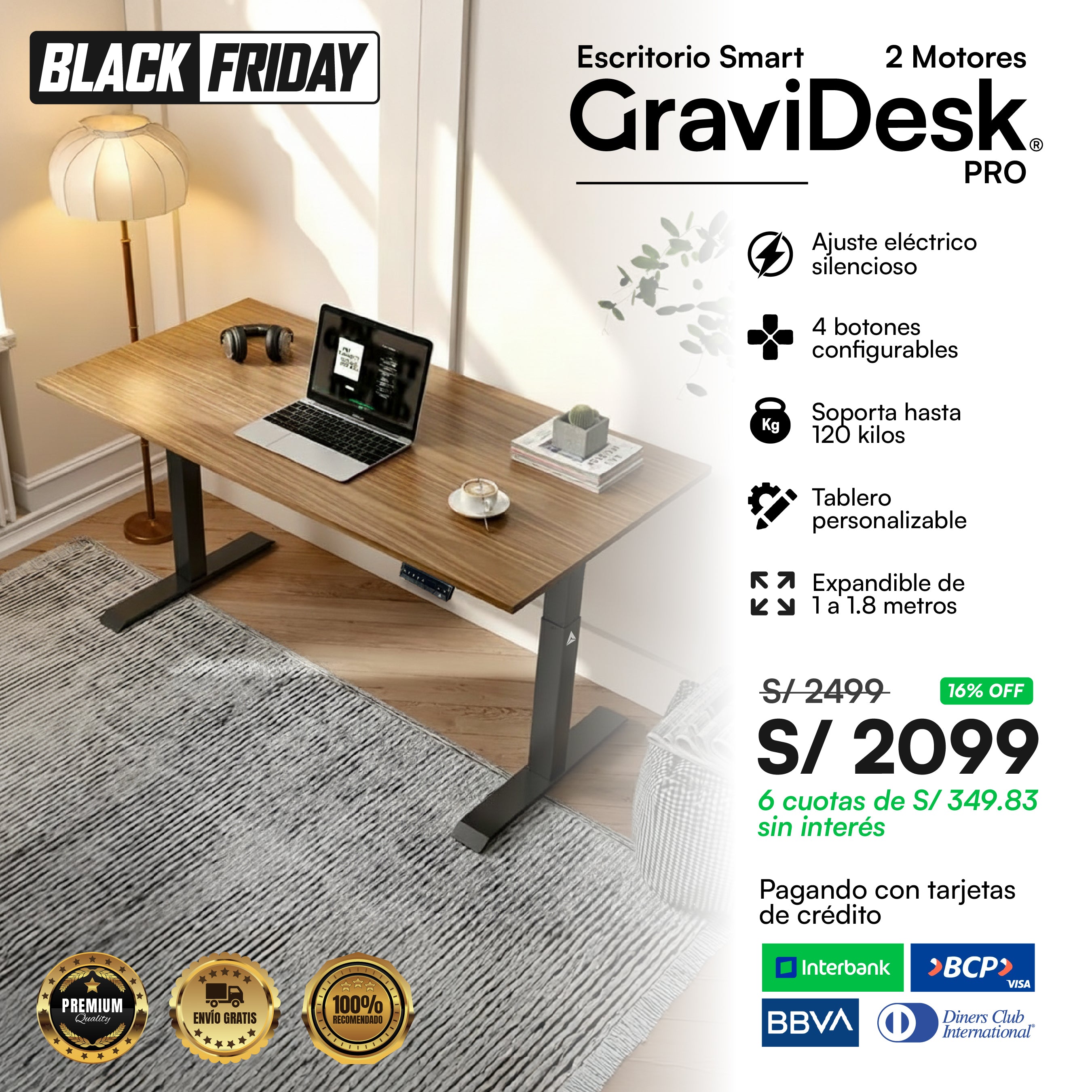 GraviDesk®Pro Negro