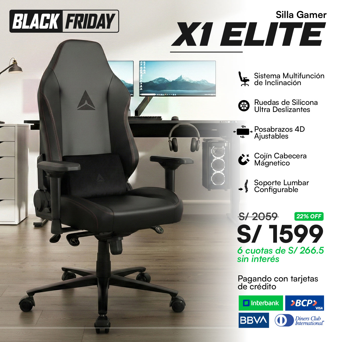 SILLA X1 ELITE NEGRO